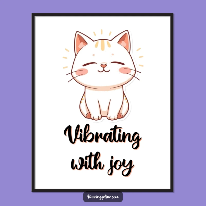 Funny Contented Cat Poster: Peaceful Vibes Art, Whimsical Funny Gift for Home Decor