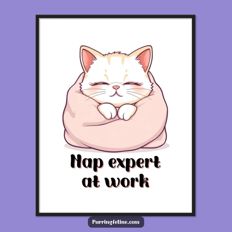 Funny Cozy Cat Purr Poster - Hilarious Art for Cozy Spaces!