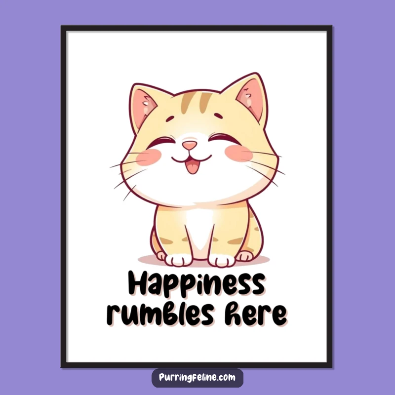 Funny Happy Cat Rumble Poster - Sound Wall Art, Hilarious Home Decor Gift