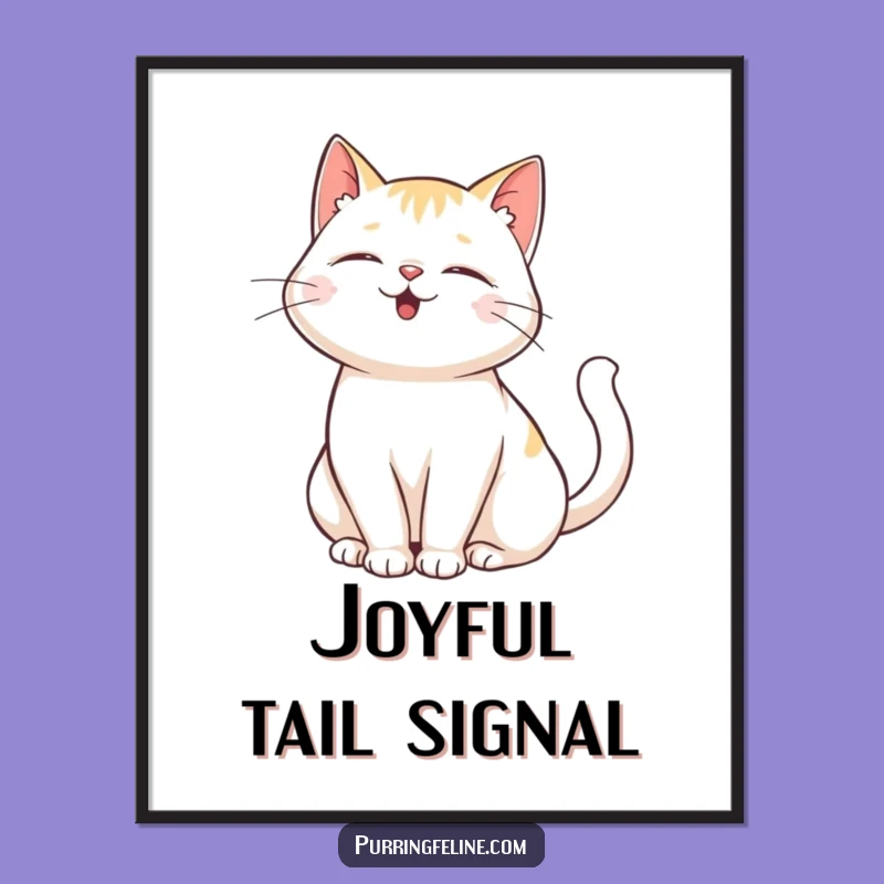 Funny Purring Cat Poster: Artistic Gift for Cat Aficionados Loving Happy Tail Swishes