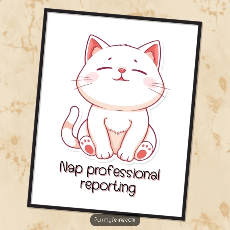 Funny Relaxed Cat Poster: Artistic print of a cat whose chest gently rises and falls with tranquil purrs.