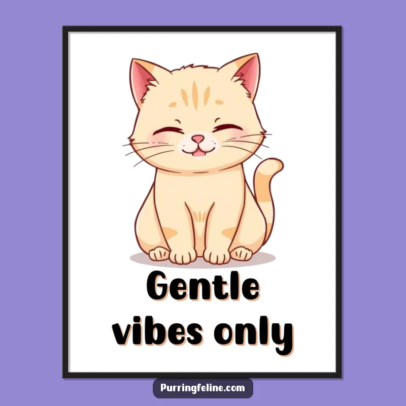 Funny Rumbling Cat Poster: Relaxed Feline Art Print, Whimsical Funny Gift