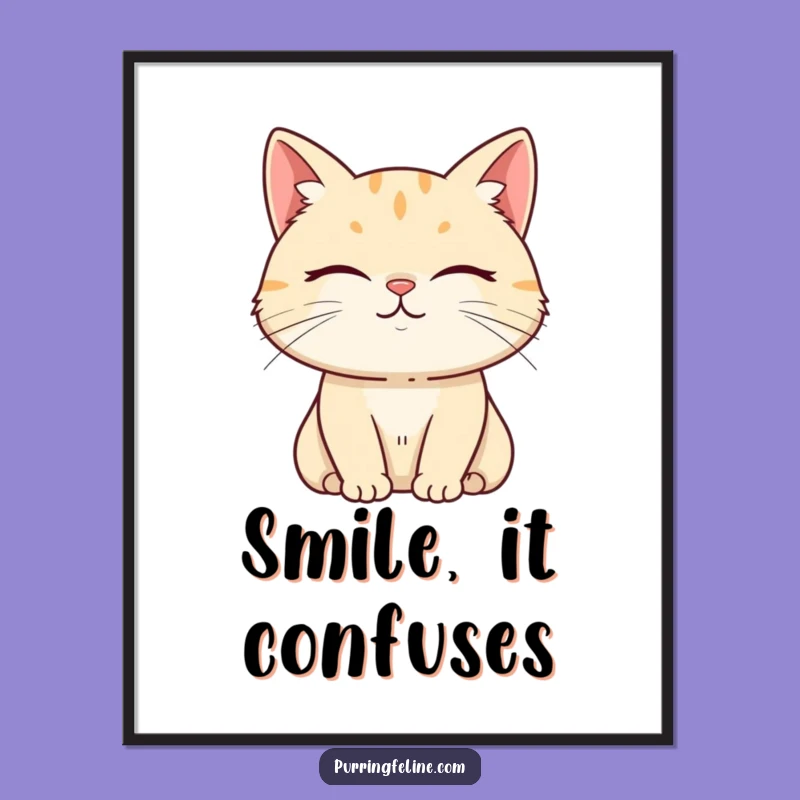 Funny Serene Cat Smile Poster - Hilarious Wall Art for Peace Lovers