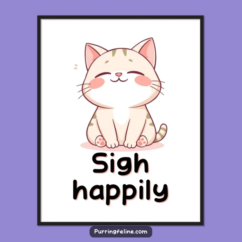 Happy Sigh Cat Poster - Funny Wall Art for a Comforting Atmosphere