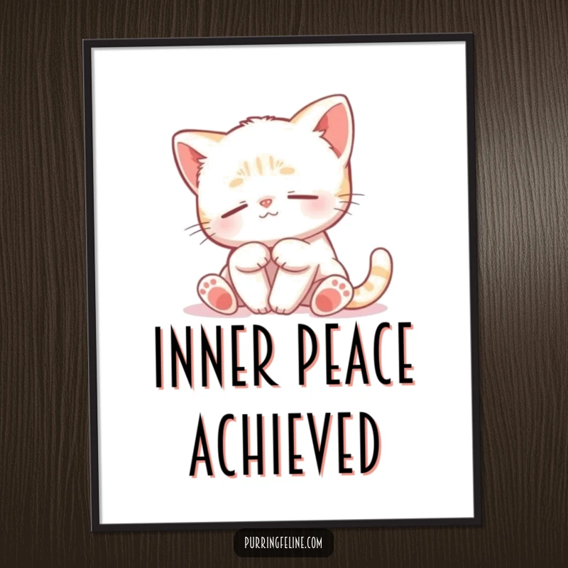 Funny Peaceful Cat Cub Poster - a serene kitten depicted mid-sway, evoking tranquility and gentle beauty for your walls.