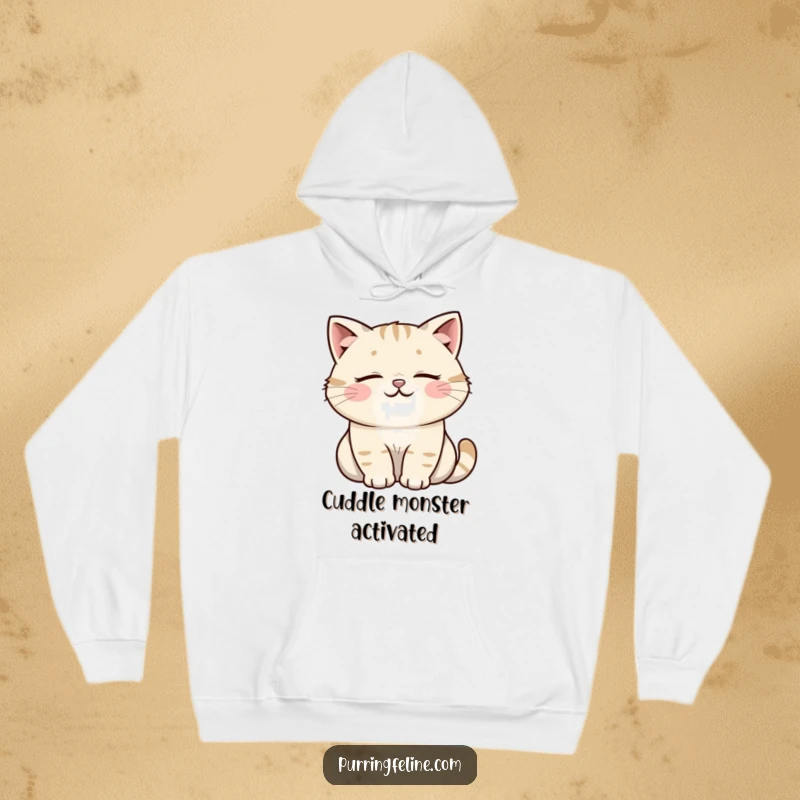 Funny Cat Hoodie: Depicting a tranquil cat enjoying a soft, happy rumble. A cozy and funny gift for cat enthusiasts.