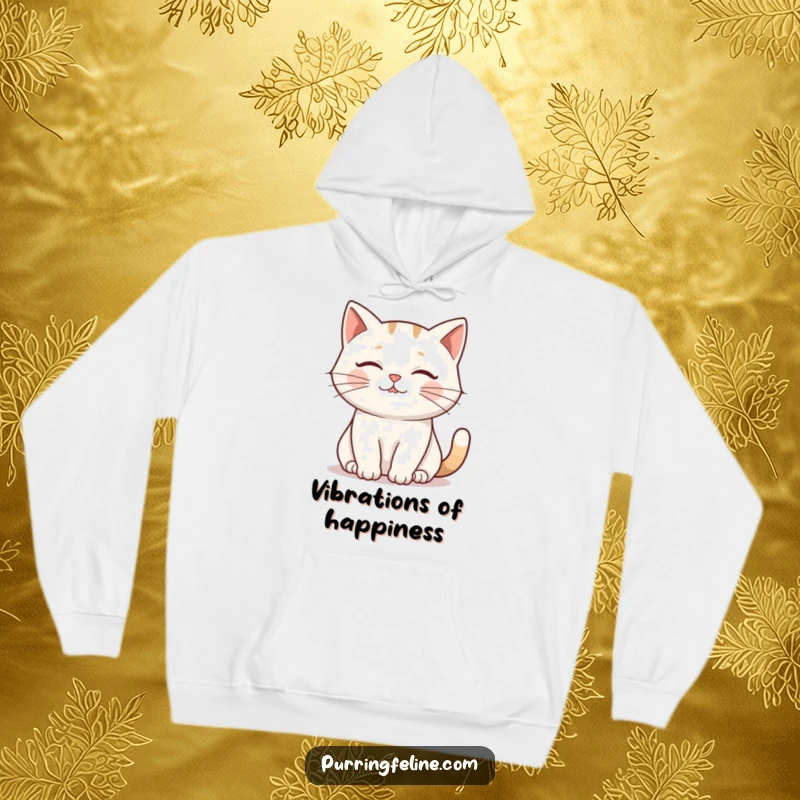Funny Hoodie: A cat’s gentle purr creating a visible ripple effect, symbolizing peace and calming vibes.