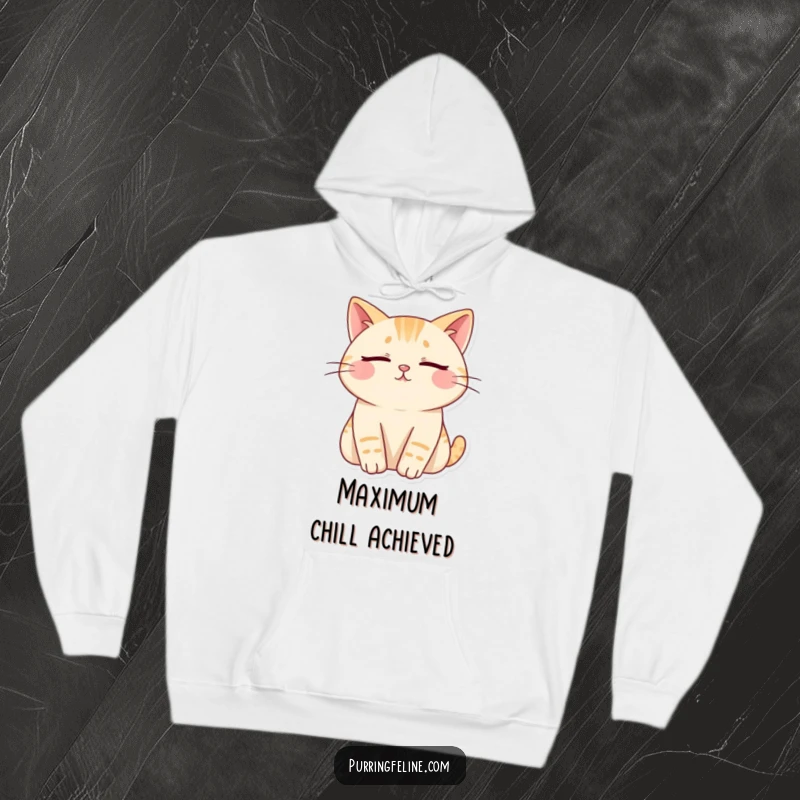 Funny cat hoodie, cat with closed eyes, radiating contentment, cozy and humorous design, perfect funny gift.