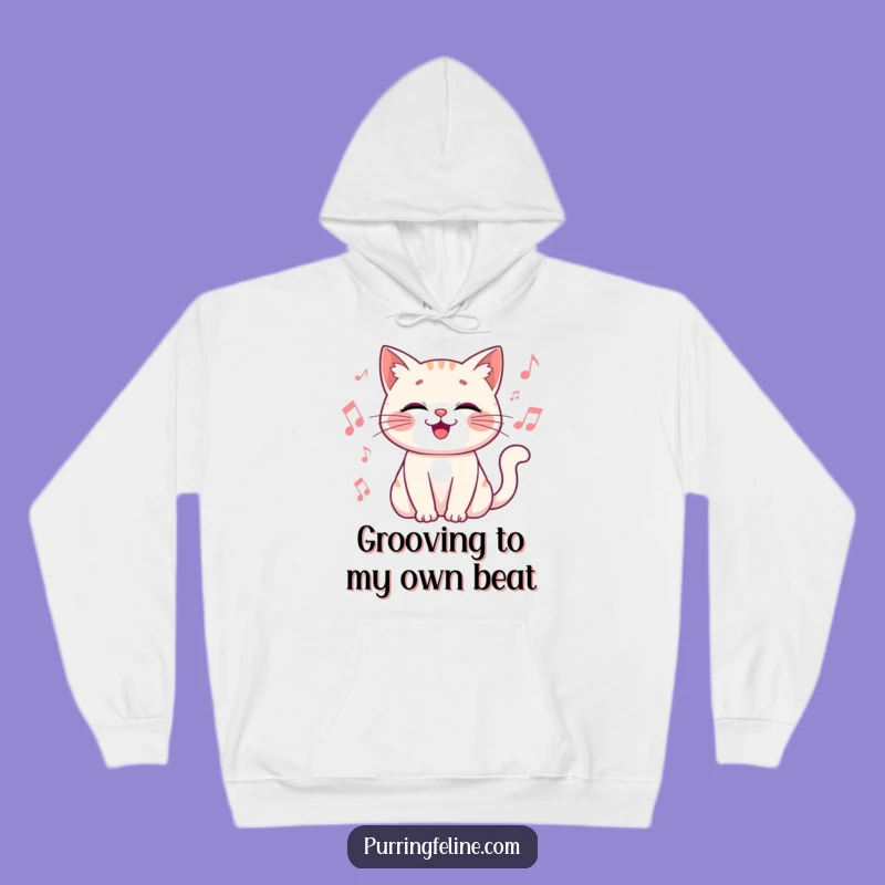 Funny Happy Cat Music Hoodie - Vibrating Feline Warmth, Perfect Gift
