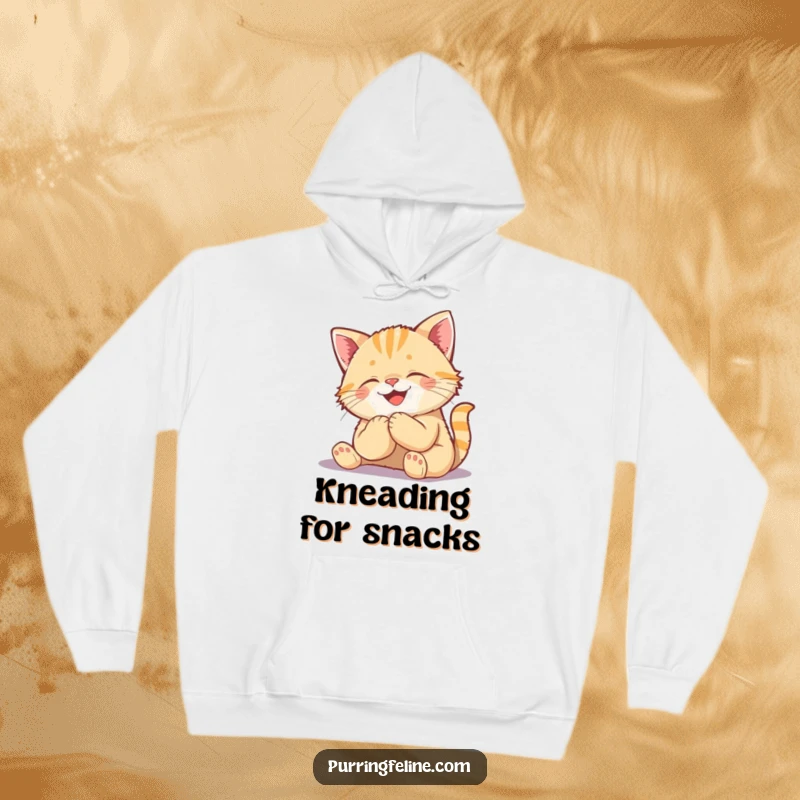 Funny Kneading Cat Cub Hoodie - a content kitten energetically kneading, conveying warmth, happiness, and soft comfort.