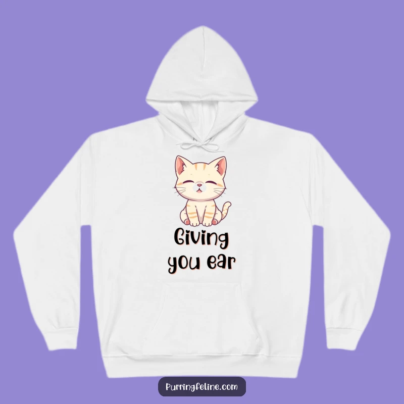 Funny Attentive Cat Cub Hoodie - Cozy Comfort & Quiet Focus