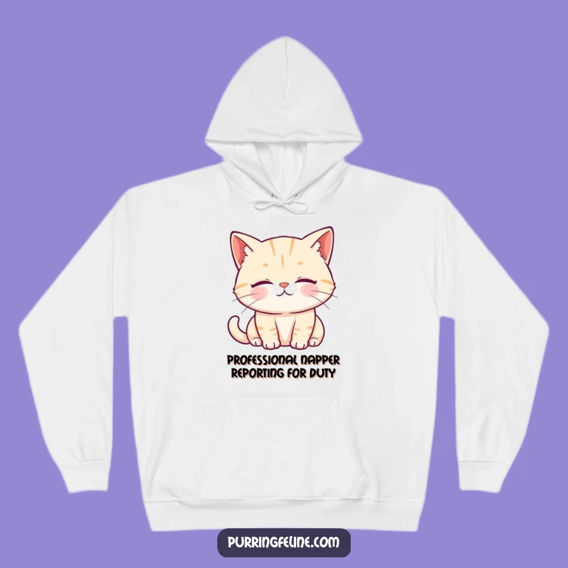 Funny Cozy Cat Hoodie - Serene Expression, Warm & Hilarious Gift