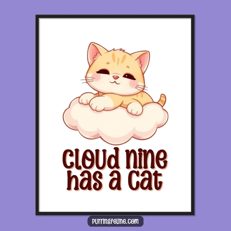 Funny Free Printable Wall Art: Relaxed Cat on Cloud - Whimsical Decor