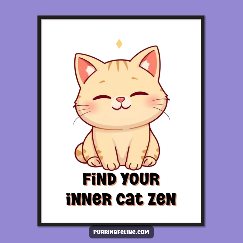 Free Printable Wall Art: Serene Cat Hum - Peaceful Humorous Decor Download