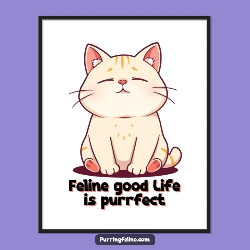 Free Printable Purring Cat Wall Art Funny Downloadable Gift for Cozy Homes