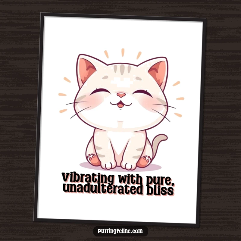 Funny Free Printable Wall Art: A cat radiating peaceful, rhythmic vibrations of pure happiness, perfect decor.