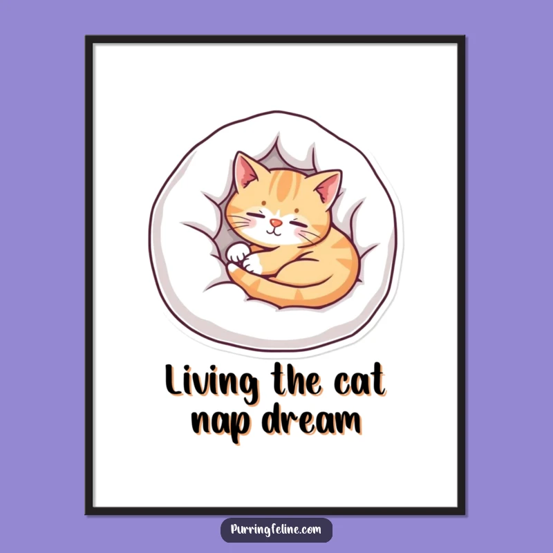 Free Printable Wall Art: Cozy Cat Napping, Sweet Downloadable Comfort Decor