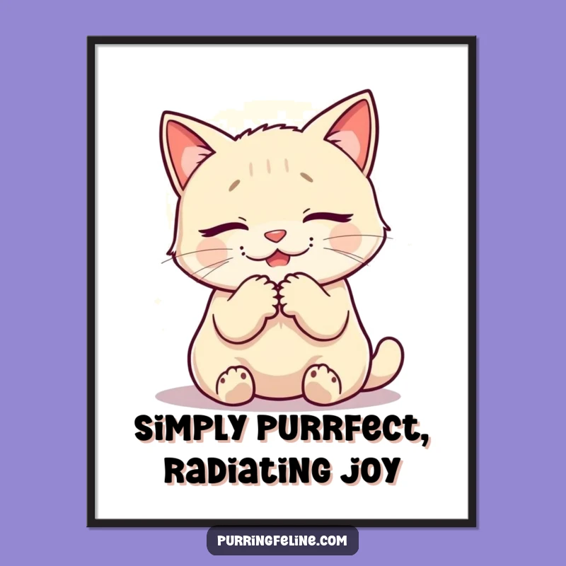 Free Printable Wall Art: Purring Cat Glow, Serene Downloadable Decor!