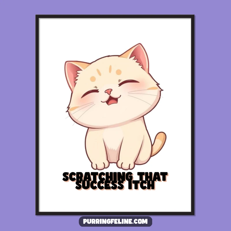 Free Printable Wall Art: Purring Cat Scratched, Blissful Downloadable Decor