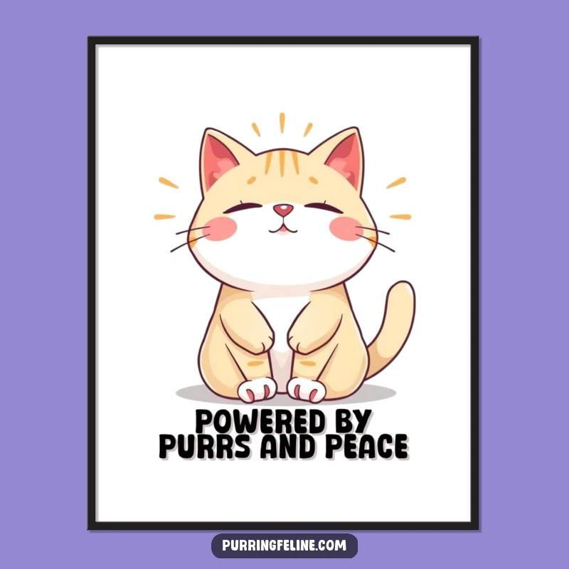 Free Printable Wall Art: Relaxed Cat Hum, Downloadable Decor for Peaceful Vibes