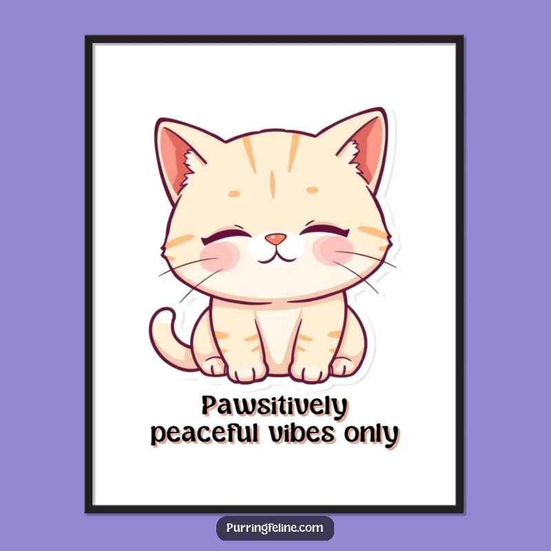 Free Printable Wall Art: Serene Cat's Peaceful Purr Funny Downloadable Art for Home Decor