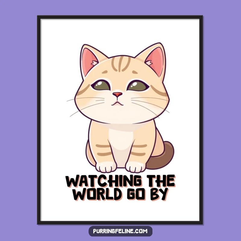 Free Printable Wall Art: Tranquil Cat Observing, Serene Downloadable Decor