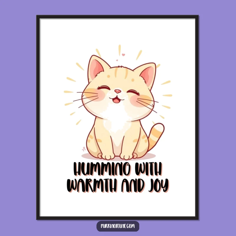 Free Printable Wall Art: Warm Purring Cat Hum! Humorous DIY Decor for Cat Lovers.