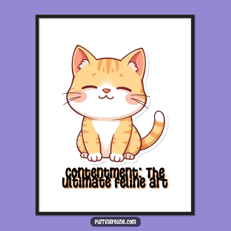 Funny Free Printable Wall Art: Contented Cat Smile! Cozy DIY Decor