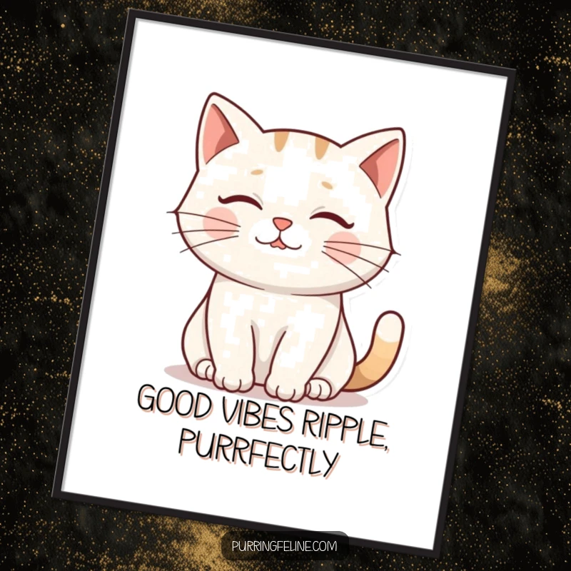 Funny Free Printable Wall Art: A cat's gentle purr creates subtle visual ripples, bringing peaceful, humorous vibes to your decor.