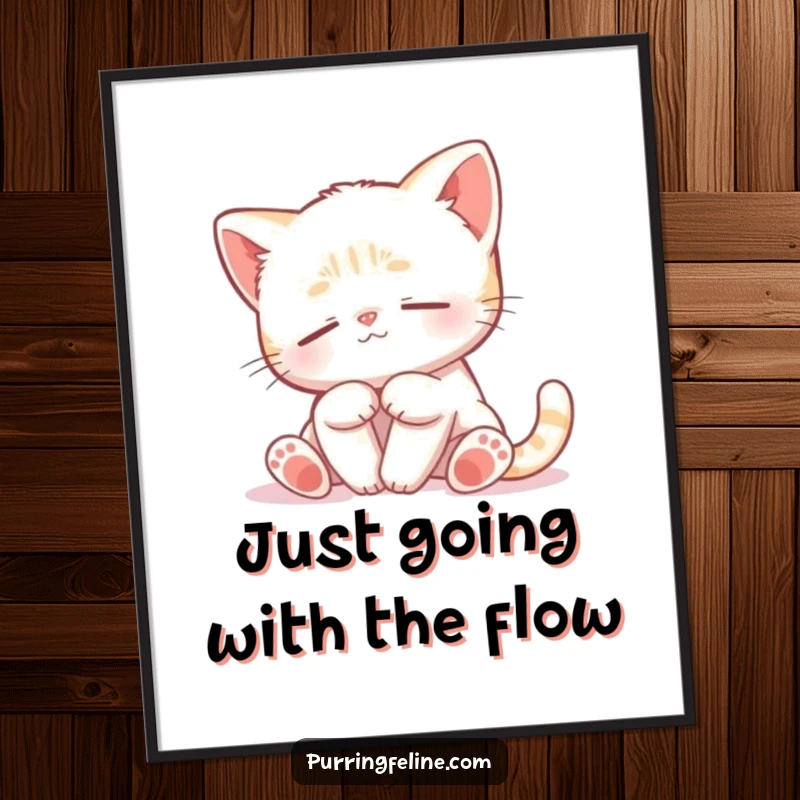Funny Free Printable Wall Art: A small cat cub swaying gently, exuding tranquility and peace.