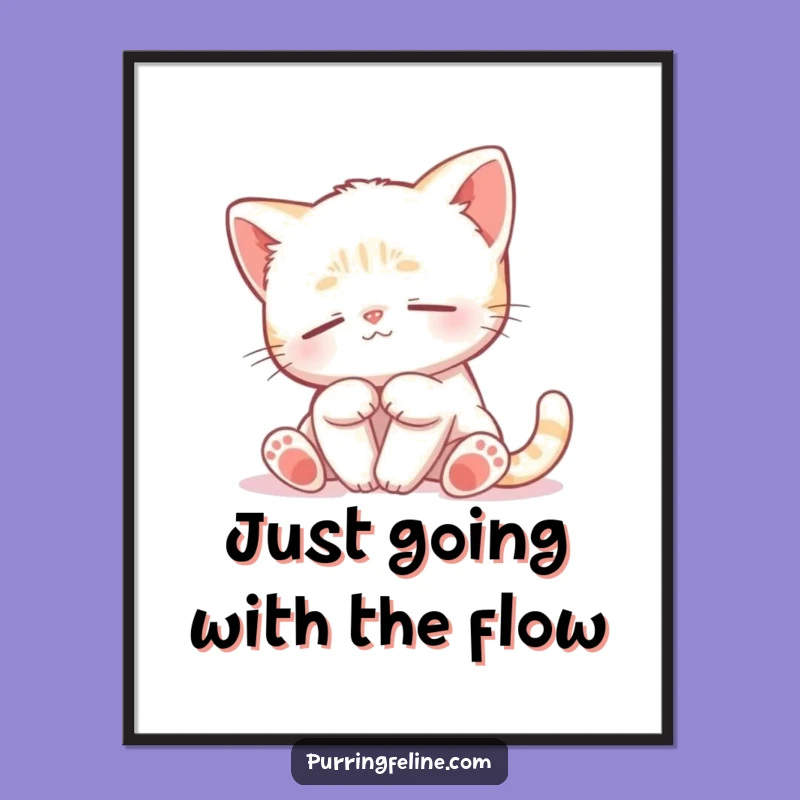 Free Printable Wall Art: Peaceful Swaying Cat Cub, Zen Feline Downloadable Art