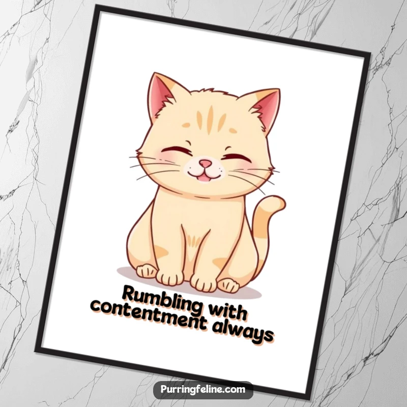 Funny Free Printable Wall Art: A cat in a deeply relaxed posture, softly rumbling with peace.