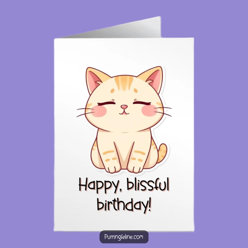 Free Printable Birthday Card: Content Cat Bliss Funny Downloadable Gift