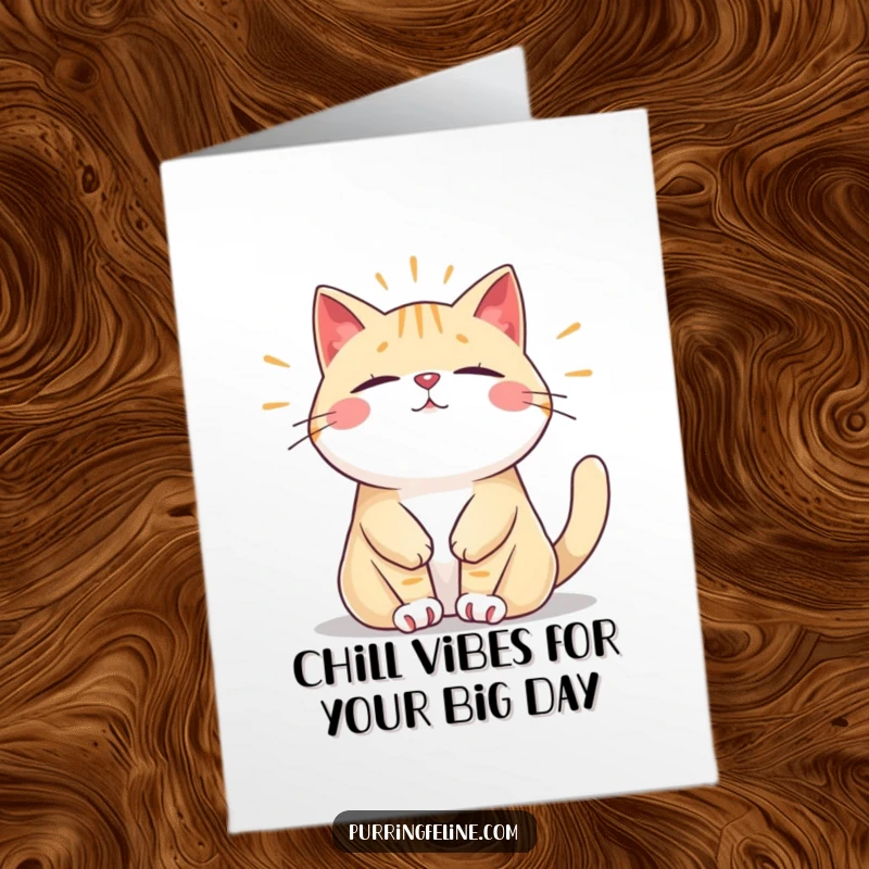 Funny Free Printable Birthday Card: A relaxed cat emitting a gentle, peaceful hum for a birthday wish.