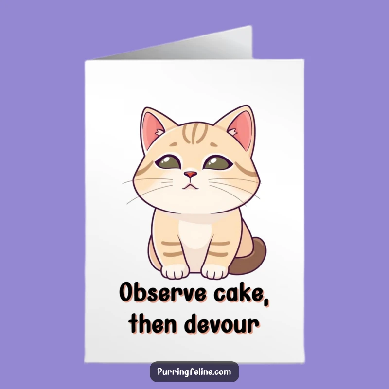 Free Printable Birthday Card: Tranquil Cat Watching, Serene Downloadable Greeting