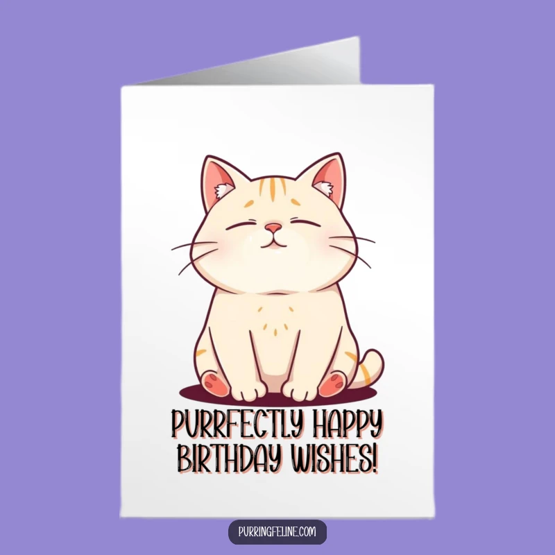 Free Printable Purring Cat Birthday Card Funny Downloadable Gift for Cat Lovers