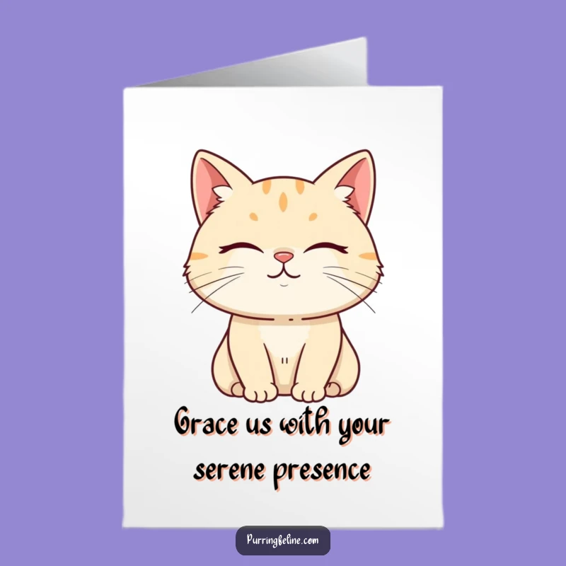 Free Printable Serene Cat Birthday Card: Smiling Peace Downloadable Greeting