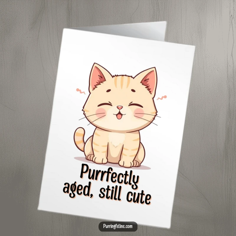 Funny Free Printable Birthday Card: Cat emitting a gentle rumble, ears perked, ready to celebrate a birthday. Downloadable and delightful.