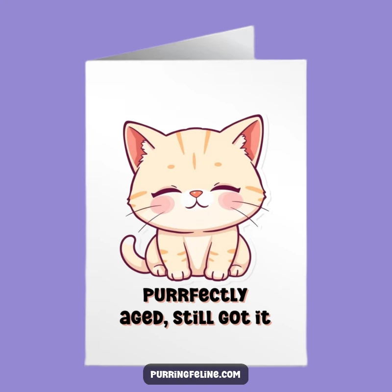 Free Printable Birthday Card: Serene Cat Wishing Happy Birthday Funny Downloadable Gift