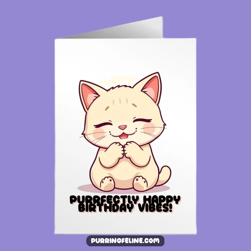 Free Printable Birthday Card: Purring Cat Glow, Sweet Downloadable Gift!