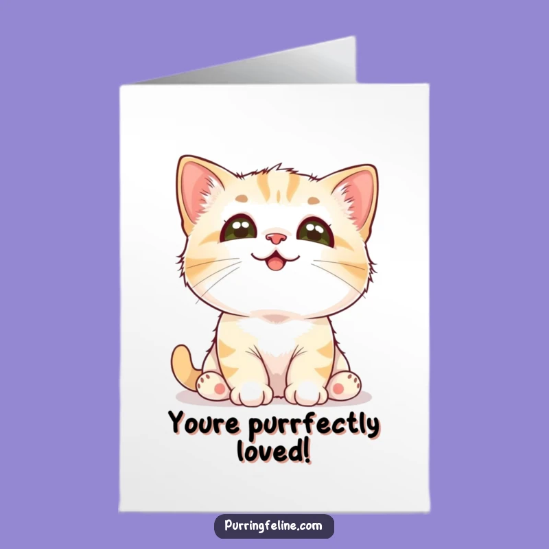 Free Printable Birthday Card: Adoring Cat Cub, Sweet Downloadable Greeting for Loved Ones