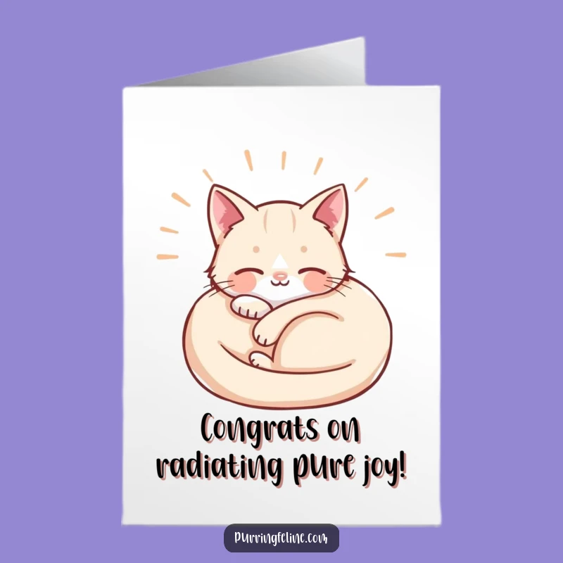Free Printable Congrats Card: Cat Radiating Blissful Congratulations!