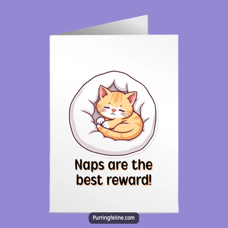 Free Printable Congrats Card: Cozy Cat Relaxing, Sweet Downloadable Humorous Greeting