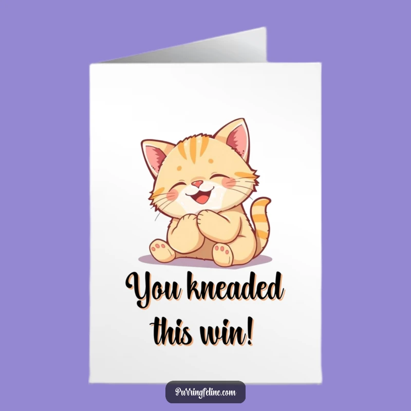 Free Printable Congrats Card: Happy Kneading Cat Cub, Joyful Downloadable Art