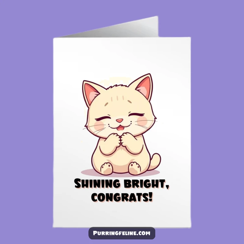 Free Printable Congratulations Card: Peaceful Cat Glow, Ideal Downloadable Gift!