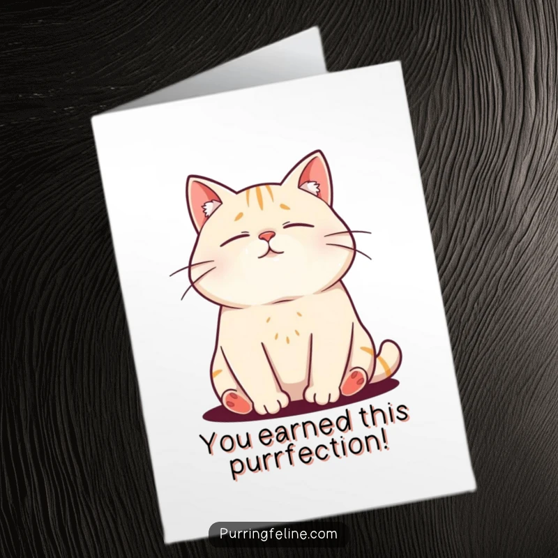 Funny Free Printable Congratulations Card: A relaxed cat emitting happy vibrations, ideal for celebrating successes.