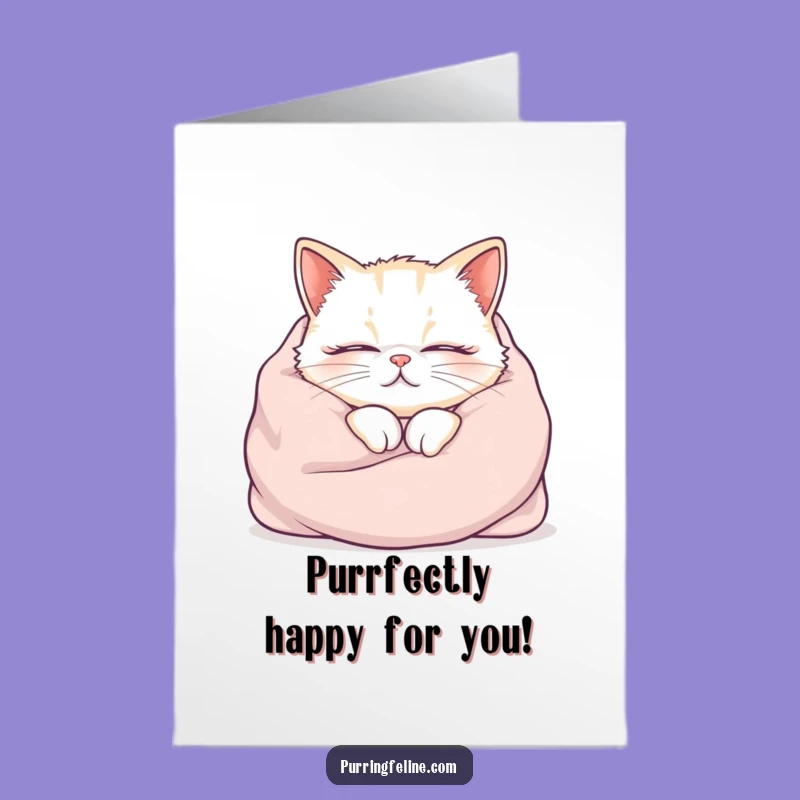 Free Printable Congrats Card: Cozy Cat Comfort Funny Downloadable Gift