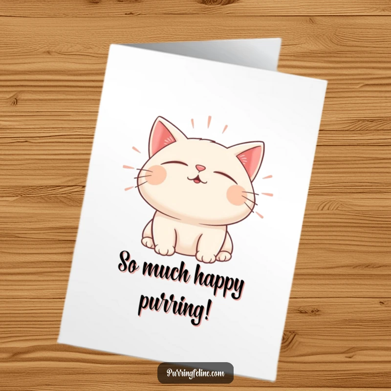 Funny Free Printable Congratulations Card: A cat radiating peaceful sound waves, conveying calm congratulations.