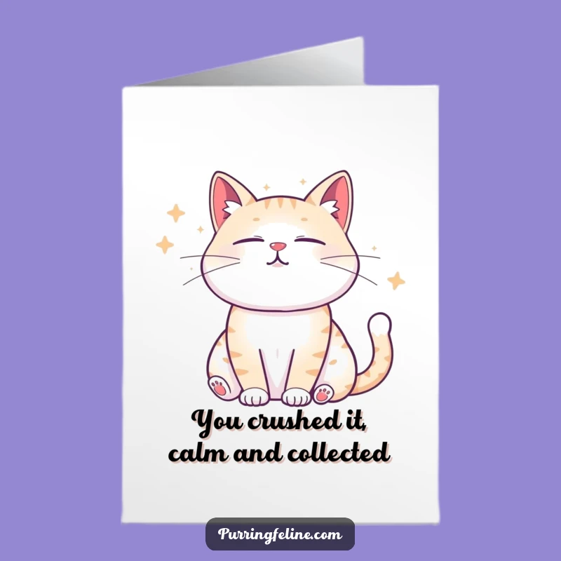 Free Printable Calming Cat Congratulations Card: Sound Wave Success Downloadable