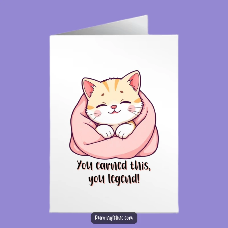Free Printable Congrats Card: Happy Cat Purr Glow - Humorous Downloadable Gift